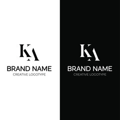 KA logo design letter logotype vector template minimal - obrazy, fototapety, plakaty
