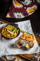 winter soup with vegetables and herbs