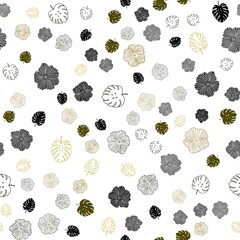 Dark Green, Yellow vector seamless abstract background with leaves, flowers.