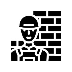 builder worker glyph icon vector illustration black