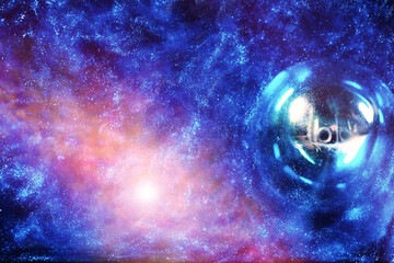 Universe in a distant galaxy with nebulae and stars
