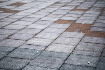 Cement brick squared stone floor background. Concrete paving slabs. Paving slabs