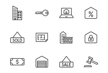 real estate linear vector icons isolated on white. real estate icon set for web and ui design, mobile apps and print products