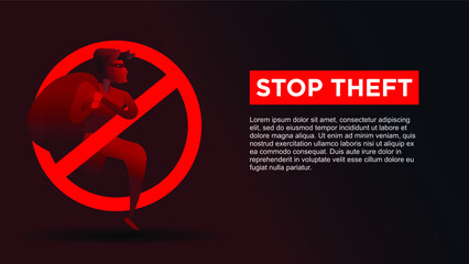stop theft. thief inside stop icon. business metaphor for stop cyber criminal movement vector illustration © vektor junkie