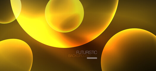 Neon ellipses abstract backgrounds. Shiny bright round shapes glowing in the dark. Vector futuristic illustrations for covers, banners, flyers and posters and other