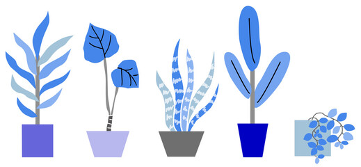観葉植物のシンプルイラストセット
