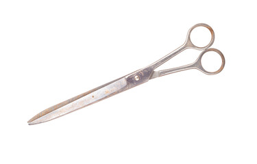 Vintage rusty scissors, isolated on white background.