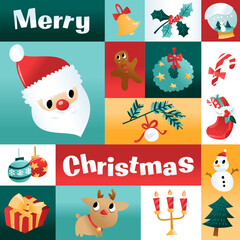 Fun Cartoon Christmas Holiday Mosaic Decoration