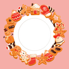 Fototapeta premium Super Cute Gingerbread Christmas Cookies Copy Space Background