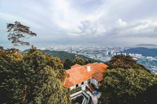 Top view of Georgetown, Penang Island, Malaysia Look from top of Penang hill.