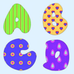 bright letters with imitation textiles