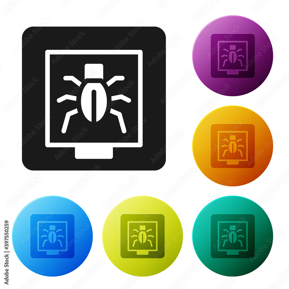Aufkleber black insects in a frame icon isolated on white background. herbarium. set icons in color circle but