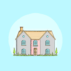 Hand drawn modern house illustration