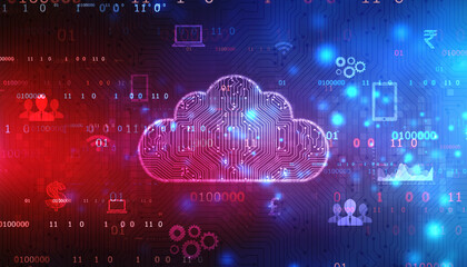 2d illustration of  Cloud computing, Cloud Computing Concept, Cloud computing technology internet concept background