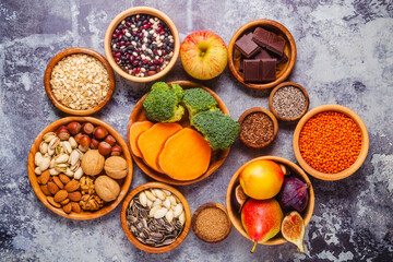 Products rich in fiber. Healthy diet food.