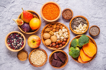 Products rich in fiber. Healthy diet food.