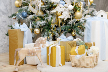 Christmas gift boxes under the tree