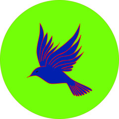 Blue bird  logo design on green background vector illustration. 
