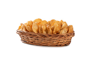 Indian Traditional Street Snack Puri or Gol Gappa on White Background