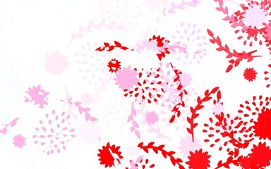 Obraz premium Light Blue, Red vector doodle background with flowers