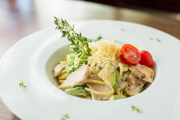 Appetizing salad, healthy food. Fresh fruit
