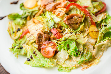 Appetizing salad, healthy food. Fresh fruit