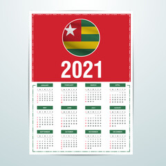 Togo Calendar 2021- Country Flag Banner - Happy New Year Design.