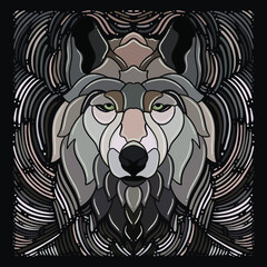 colorfull wildlife wolf vector book cover logo