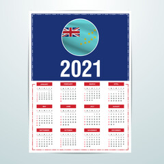 Tuvalu Calendar 2021 - Flag Banner - Happy New Year