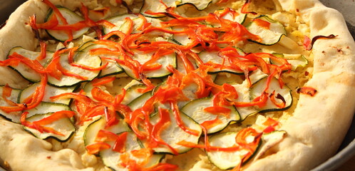vegetarian pizza with peppers and zucchini