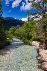 Fototapeta na wymiar river in the Dolomites mountains
