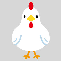 丸みを帯びたシルエットにわとり正面(線なし)