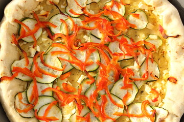 vegetarian pizza with peppers and zucchini