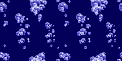 Vector Seamless Pattern, Realistic Transparent Bubbles, Underwater Background, Bubble Illustration, Shiny Spheres.