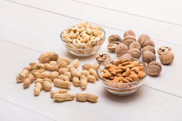Mixed nuts: peanuts, cashews, almonds, walnuts