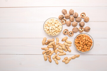 Mixed nuts: peanuts, cashews, almonds, walnuts