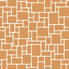 Vector seamless geometrical pattern. Different size bricks tiled randomly. Rounded rectangular shape tile. Can be used in wrapping, wallpaper, fabric, textile and other surface design.