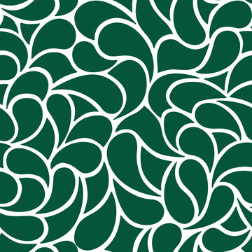 Abstract organic seamless pattern.  Green repeating pattern for textile, wallpaper, background and other surface. Simple paisley pattern with shapes of drops