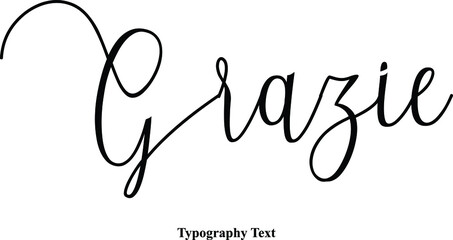 Grazie Handwritten Cursive Typography Text Phrase