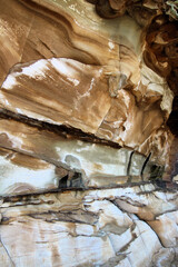 Eroded cliff Wall at Avoca Beach New South Wales. Near the Rock Platform. Layered sedimentary sandstone 