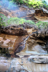 Eroded cliff Wall at Avoca Beach New South Wales. Near the Rock Platform. Layered sedimentary sandstone 