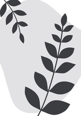 Beautiful image with leaves and abstract shape in grey shades. Floral design