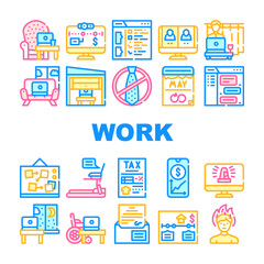 Remote Work From Home Collection Icons Set Vector