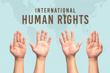 International Human Rights Day concept, raise hand up