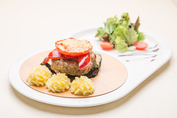 grilled meat with vegetables