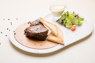 grilled meat with bread