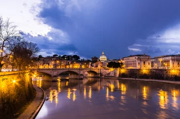 Fotobehang The Vatican view fron Tiber Riverin Rome © nejdetduzen
