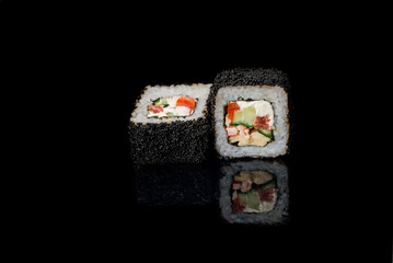 Fresh roll with tuna and cheese. Japanese food