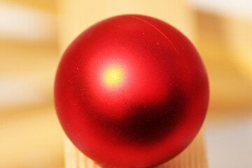 closeup of red Christmas decoration ball 