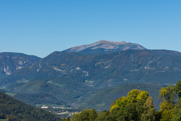 green mountains and cloudless sky